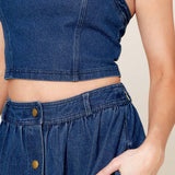 SIMPLY THE VIBE DENIM TOP AND SKIRT SET