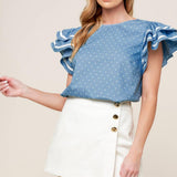 WEEKEND GETAWAY BLUE WOVEN TOP