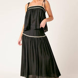 DIVIDE AND CONTOUR WOVEN TOP AND SKIRT SET