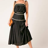 DIVIDE AND CONTOUR WOVEN TOP AND SKIRT SET