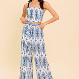MODERN APPROACH NAVY WOVEN TOP AND PANT SET