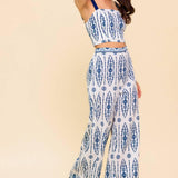 MODERN APPROACH NAVY WOVEN TOP AND PANT SET