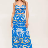 EVENING BLUE WOVEN CROP TOP AND PANT SET