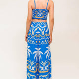 EVENING BLUE WOVEN CROP TOP AND PANT SET