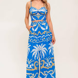 EVENING BLUE WOVEN CROP TOP AND PANT SET