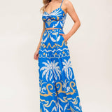 EVENING BLUE WOVEN CROP TOP AND PANT SET