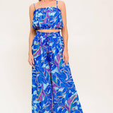 CHERISHED KISS BLUE WOVEN TOP AND PANTS SET
