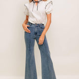 FRENCH WHISPER IVORY WOVEN TOP