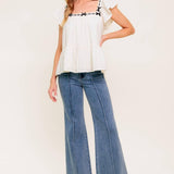 CELESTIAL CRUSH CREAM WOVEN TOP