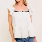 CELESTIAL CRUSH CREAM WOVEN TOP