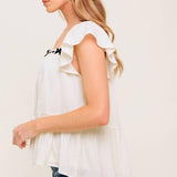 CELESTIAL CRUSH CREAM WOVEN TOP
