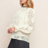 PRECIOUS LOOK IVORY WOVEN LACE TOP