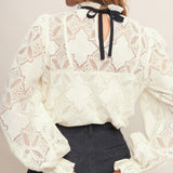 PRECIOUS LOOK IVORY WOVEN LACE TOP