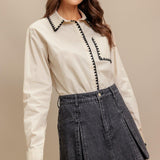 MONO EDGE WOVEN TOP