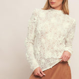 ROMANTIC SHEER FLORAL SWEATER TOP