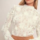 ROMANTIC SHEER FLORAL SWEATER TOP