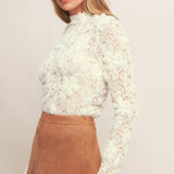 ROMANTIC SHEER FLORAL SWEATER TOP
