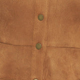Fabric detail of Flying Tomato Refined Impression Faux Suede Top in caramel