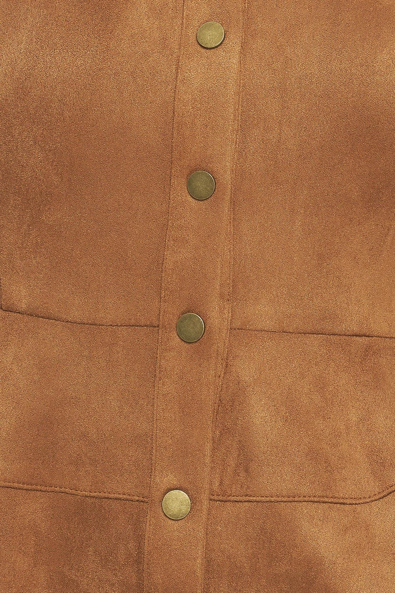 Fabric detail of Flying Tomato Refined Impression Faux Suede Top in caramel