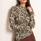 LUXE TRACE TAUPE BLACK WOVEN TOP