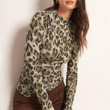 LUXE TRACE TAUPE BLACK WOVEN TOP