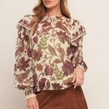 WILD BOTANICA IVORY WOVEN TOP