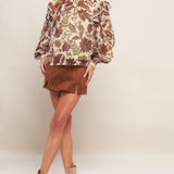 WILD BOTANICA IVORY WOVEN TOP