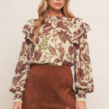 WILD BOTANICA IVORY WOVEN TOP