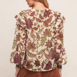 WILD BOTANICA IVORY WOVEN TOP
