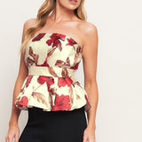 HOLIDAY BLOSSOM WOVEN TOP