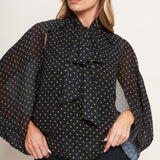 MIDNIGHT DOT CHIC WOVEN TOP