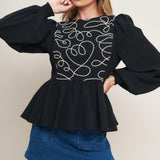 BLACK CANVAS WOVEN TOP
