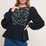 BLACK CANVAS WOVEN TOP