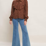 Flying Tomato Romantic Shade Woven Lace Top in brown