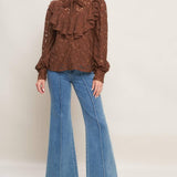 Flying Tomato Romantic Shade Woven Lace Top in brown