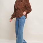 Flying Tomato Romantic Shade Woven Lace Top in brown