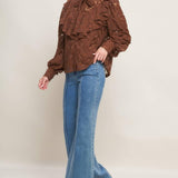 Flying Tomato Romantic Shade Woven Lace Top in brown