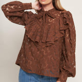 Flying Tomato Romantic Shade Woven Lace Top in brown