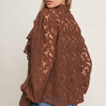 Flying Tomato Romantic Shade Woven Lace Top in brown