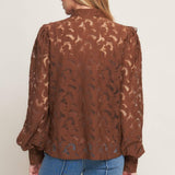 Flying Tomato Romantic Shade Woven Lace Top in brown