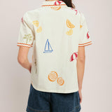 BEACH DAY CITRUS WOVEN TOP