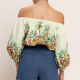 ISLAND TIME ONLY WOVEN CROP TOP