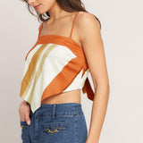 GOLDEN HORIZON WOVEN SCARF TOP