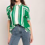 RIVIERA STRIPE WOVEN TOP