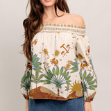 SUNLIT GARDEN WOVEN OFF SHOULDER TOP