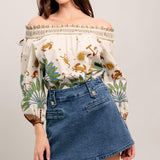 SUNLIT GARDEN WOVEN OFF SHOULDER TOP