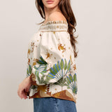 SUNLIT GARDEN WOVEN OFF SHOULDER TOP