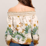 SUNLIT GARDEN WOVEN OFF SHOULDER TOP
