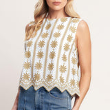 SUN-KISSED WOVEN EMBROIDERED TOP