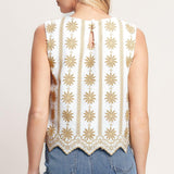 SUN-KISSED WOVEN EMBROIDERED TOP